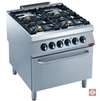 Gasherd 4 Brenner auf Elektro Backofen GN